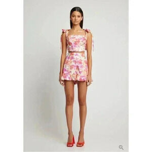 NWT • Sophia‎ The Label • Size 8 (L) • BLOSSOM FRILL SHORTS - Pink Peach Floral